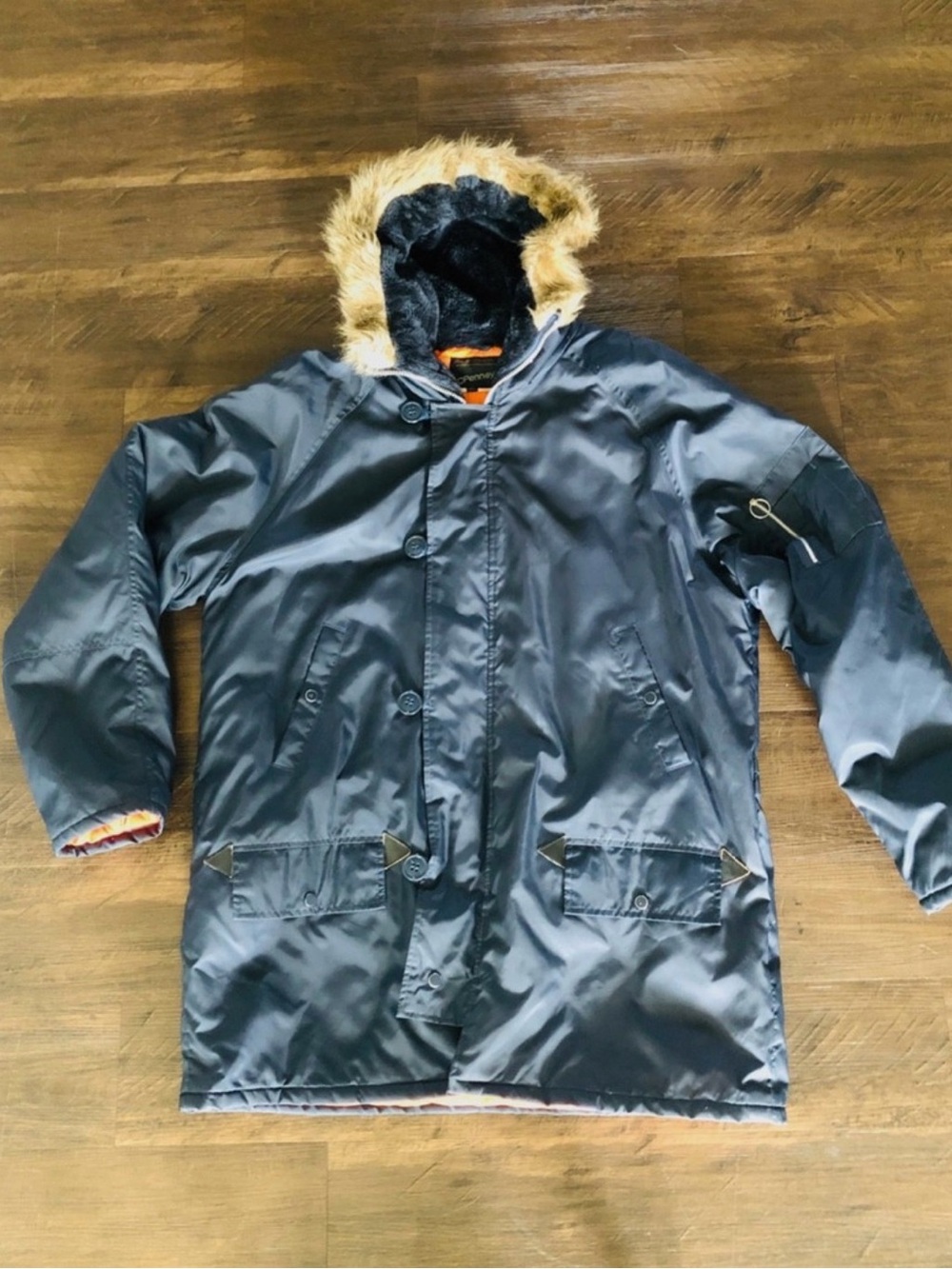 Vintage JcPenny Navy Blue w/ orange lining Mens XL Tall Snorkel Parka Jacket